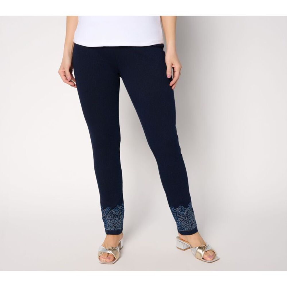 Adidas Women's Petite Pants PM Tummy Control Prime Denim Jeans Blue